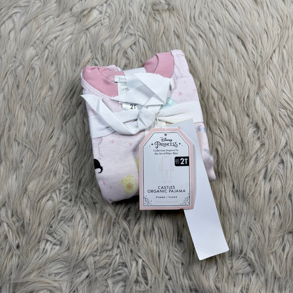 NWT Pottery Barn Kids 2T Disney Princess Castles Organic Cotton Pajamas